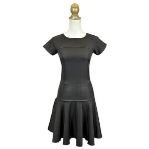 Shalini Snake Insert Drop Waist A-Line Skater Dress - Black - XS